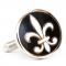 Silver Black White Enamel Round Fleur di Lis Cufflinks.jpg